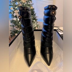 Versace Black boots with Medusa head